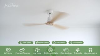 Quạt trần gỗ nguyên khối 52 inch hiện đại có động cơ DC