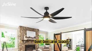 Quạt trần màu đen 66 inch Đèn LED động cơ DC yên tĩnh
