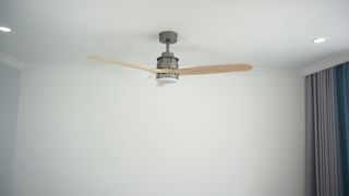 Quạt trần gỗ màu xám hiện đại Động cơ DC 52 inch