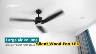Đèn LED quạt trần gỗ màu đen hiện đại