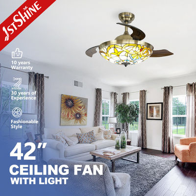 Mua Vietnam Quạt trần với đèn và lưỡi dao ẩn 42 Inch 106cm Thiết kế trang trí tinh thể sản xuất trực tuyến