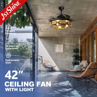 Mua Quạt trần có đèn và cánh quạt thu gọn màu đen 42 inch, điều khiển từ xa sản xuất trực tuyến