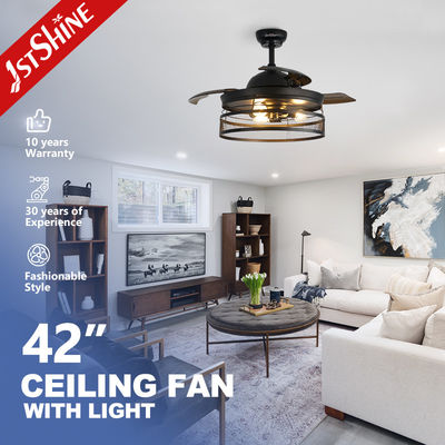 Mua Kiểm soát tường 42 Inch Màu đen PC Blades Dimmable Invisible Ceiling Fan với đèn LED sản xuất trực tuyến