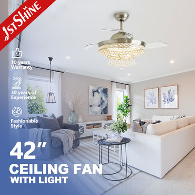 Mua Đèn quạt trần có thể thu gọn Crystal Luxury 220V Fandelier Động cơ DC sản xuất trực tuyến