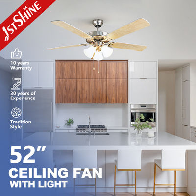 Mua Ventilator trần động cơ AC kim loại cổ điển với 5 lưỡi gỗ dán nhẹ sản xuất trực tuyến