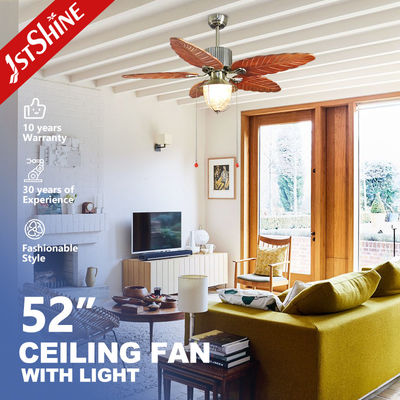 Mua Quạt trần trang trí có đèn, điều khiển bằng dây kéo, cánh quạt gỗ 52 inch truyền thống sản xuất trực tuyến