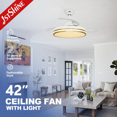Giá tốt 42 Inch Smart Small Retractable LED Light Ceiling Fan Wifi Control Cho phòng ngủ trực tuyến
