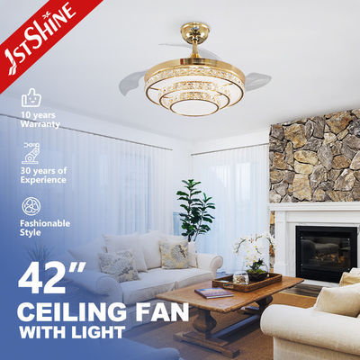 Modern Design 42Inch Crystal Ceiling Fans with Three Color Changes and Remote Control