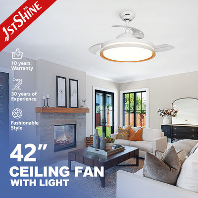 Màu trắng Phòng ngủ 42 Inch đèn LED quạt trần với 3 màu ánh sáng và lưỡi dao kéo ra