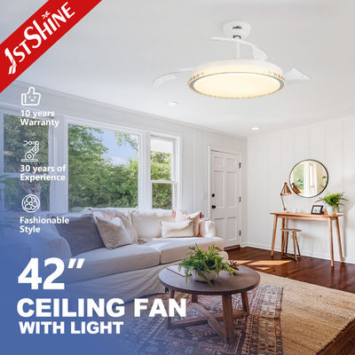 110-240V/50Hz-60Hz LED Ceiling Fan with Retractable Blades 10- and Space-Saving Design