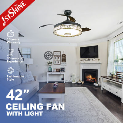 42 Inch đa chức năng âm nhạc ẩn lưỡi dao trần quạt ánh sáng giải pháp ánh sáng dịch vụ