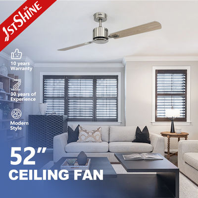 Quạt trần hiện đại động cơ đồng với 2 cánh quạt MDF màu bạc và 6 tốc độ