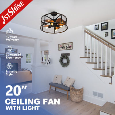 20 Inch phòng ngủ nhỏ quạt trần với MDF ánh sáng lưỡi dao kim loại lồng điều khiển từ xa