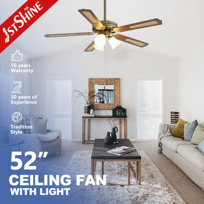 Giá tốt Classic Antique Brass Ceiling Fan With Light Pull Chain AC Motor 5 Mdf Blade (Động cơ chuyển động xoắn ốc 5 Mdf Blade) trực tuyến