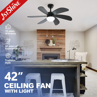 Pull Chain Style 42 Inch LED Quạt trần với 6 Balck MDF Blades