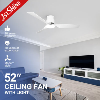 52 Inches Ceiling Fan Light White Plastic Blades dc Motor Low Profile Living Room