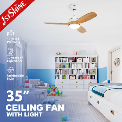 Quạt trần cánh gỗ đặc 35 inch không gian nhỏ với đèn LED và động cơ DC bằng đồng nguyên chất