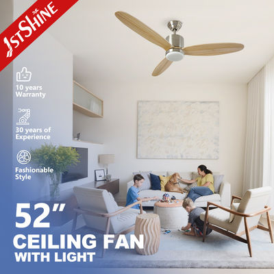 Đèn quạt trần gỗ rắn 52 inch có thể tắt với điều khiển ứng dụng thông minh