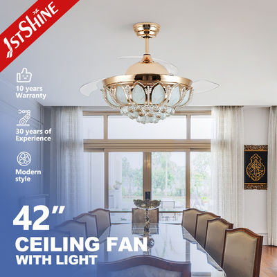 Controlling Mode WIFI Crystal LED Ceiling Fan Light with Hidden Blades and Wall Control