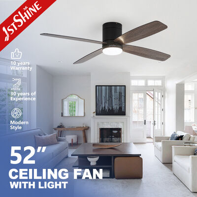 52 Inch Flush Mount Ceiling Fan với đèn LED và động cơ DC yên tĩnh cho trần nhà thấp