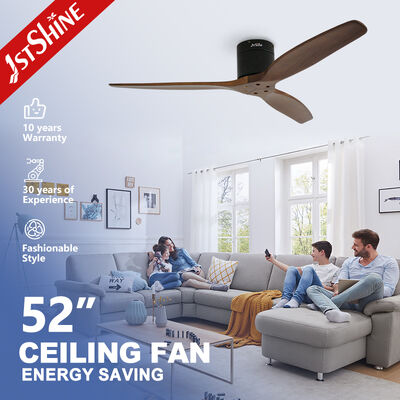 Quạt trần gỗ nguyên khối 52 inch với động cơ DC và điều khiển từ xa cho gia đình và văn phòng