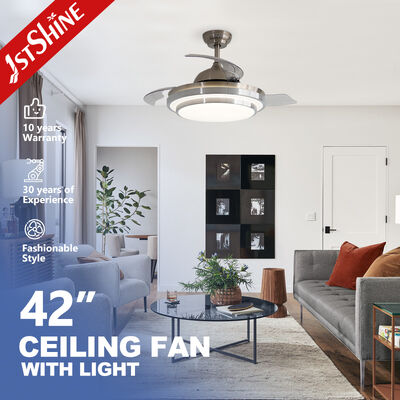 Giá tốt Quạt trần 42 inch có cánh quạt có thể thu vào, đèn LED tích hợp và động cơ DC cho văn phòng tại nhà trực tuyến
