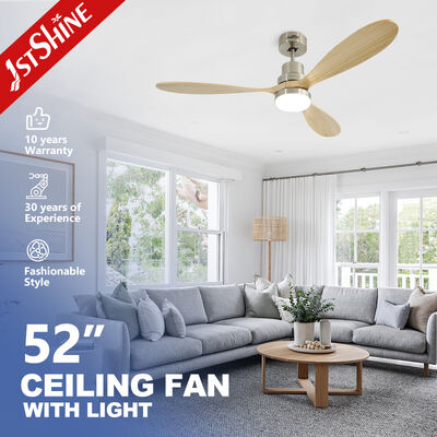 Giá tốt Quạt trần LED điều khiển từ xa 52 inch với cánh gỗ nguyên khối và đèn tích hợp trực tuyến