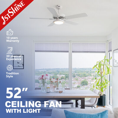 Giá tốt Quạt trần màu trắng 52 inch có đèn LED và điều khiển từ xa 6 tốc độ với cánh quạt MDF và động cơ DC Trực tuyến